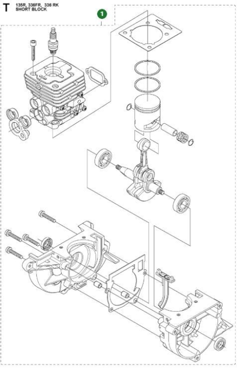 Zespół krótkiego bloku B180 5947291-01 w grupie Części Zamienne / Części zamienne Wykaszarki / Części zamienne Husqvarna 336FR w GPLSHOP (5947291-01)