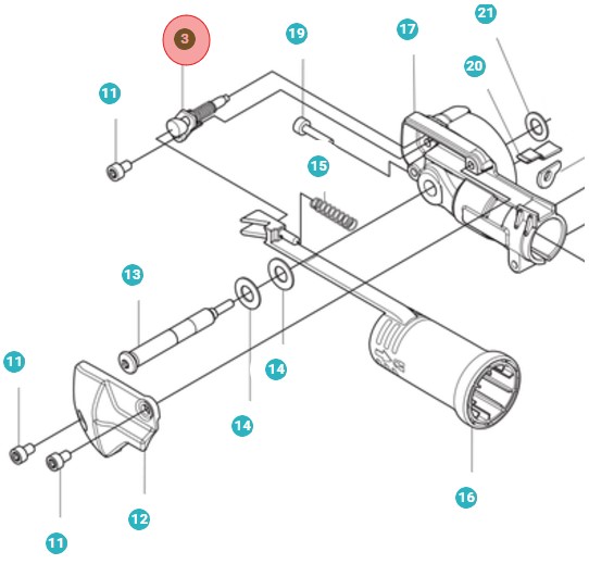 Zespół sworznia blokującego w grupie Części Zamienne / Części zamienne Nożyce do żywopłotu / Części zamienne Husqvarna 525HE4 w GPLSHOP (5979739-01)